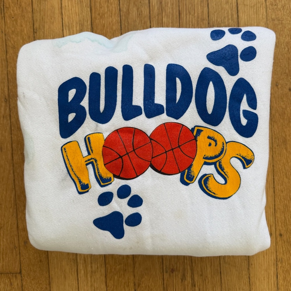 Lee White Bulldog Hoops Crewneck Sweater